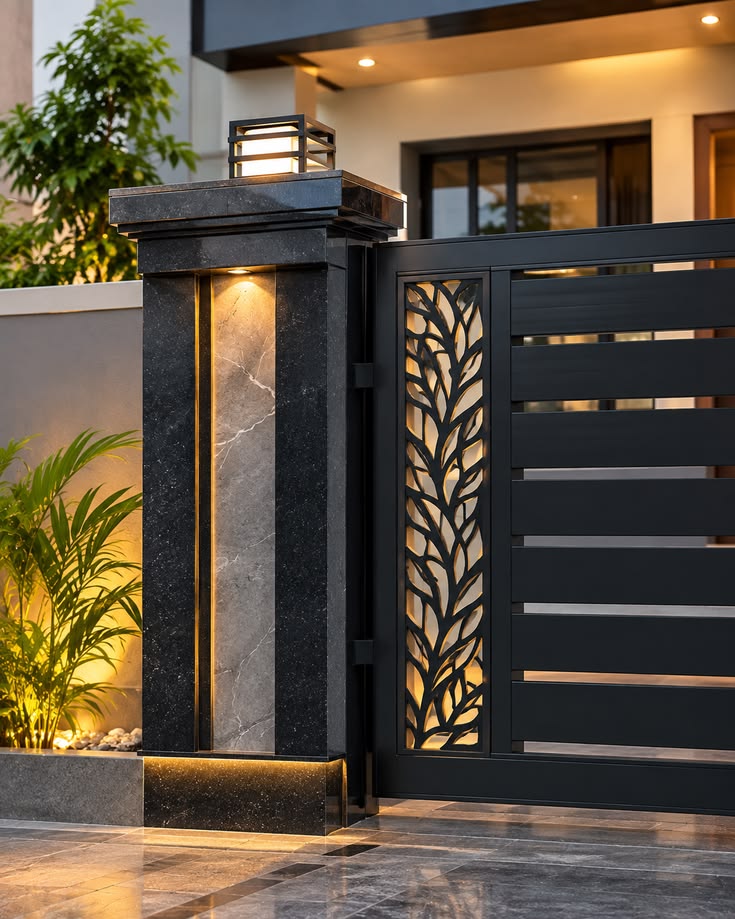 Granite pillar and door frame work completed by Surya Prakash Tile & Stone Works in Eluru